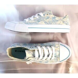 Airwalk Legacee Canvas Floral Sneakers Size 7 NWOB Blue Cream Casual Shoes